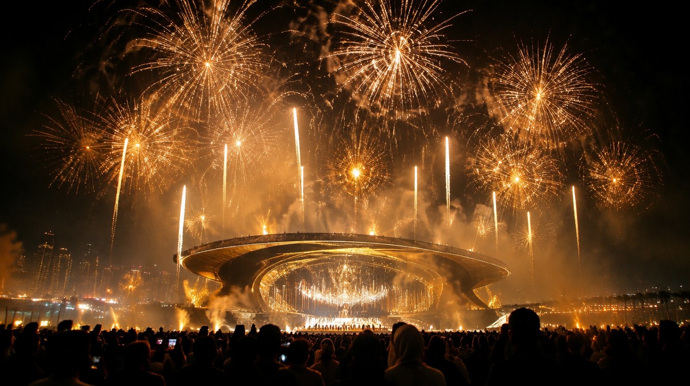 An opening ceremony on a vast stage