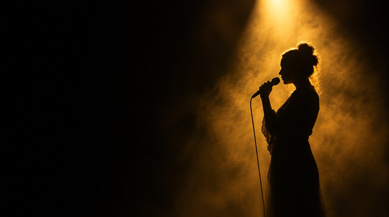 The artist in a single spotlight